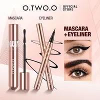 O.TWO.O Mascara Eyeliner Black Liquid Waterproof Silk Fiber Curling Volume Lashes Thick Lengthening Long-Wearing Eye Makeup Set