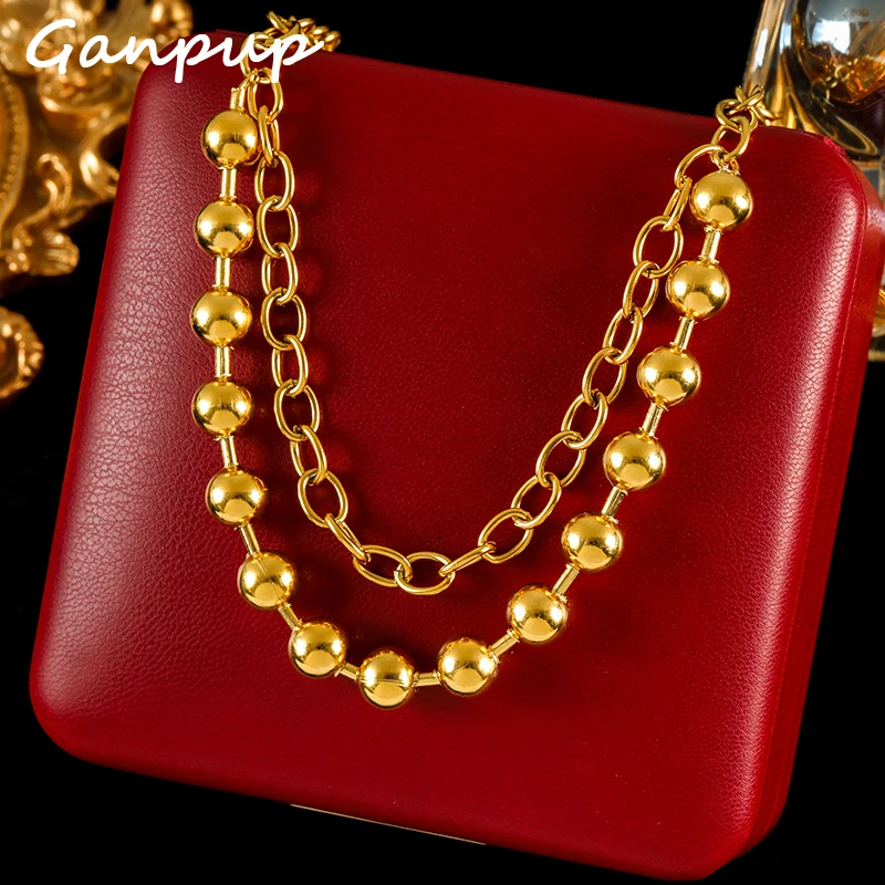 GANPUP 316L Edelstahl Perlen Kette Halskette Mode handgemachte Kragen wasserdicht hochwertige attraktive stilvolle Schmuck Geschenk