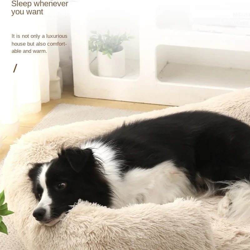 kennel cat kennel plush round pet dog bed winter dog mat pet bed supplies
