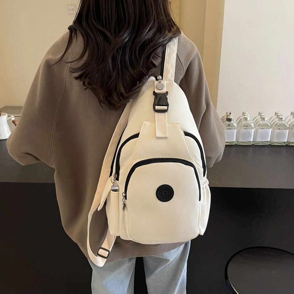 Outdoor Cycling Chest Bag Solid Color All-Match Sling Bag Multi Pocket Versatile Crossbody Bag Travel Commute Sports Backpack