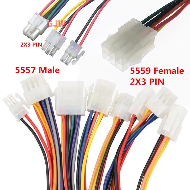 

2PCS 30CM 5556 5557 5559 2*2/3/4/5/6/8/10 PIN connector male female plug with wire cable 4.2MM PITCH 18AWG 2X1/2X3/2X4/2X5/2x6