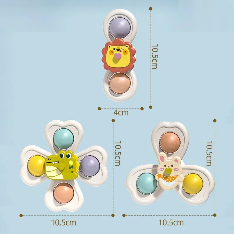 3PCS Suction Cup Spinner Toy Baby Bath Funny Game Educational Toys For Children Girls Boys Infant Sensory Stress Reliever Gift 5