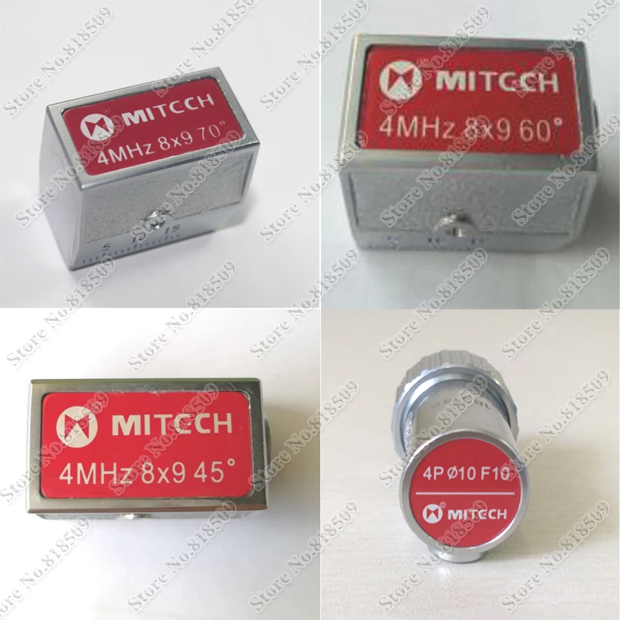 MItech Ultrasonic Flaw Detector Angle Beam Probe 4mhz 8x9mm 45&ordm; 60&ordm; 70&ordm; 4Mhz F10 dia10mm Dual Element Transducer