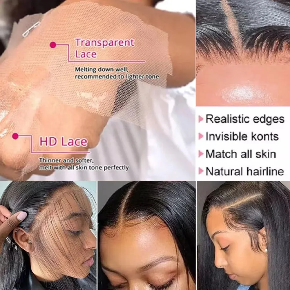 13x6 HD Transparent Lace Frontal Human Hair Wig 200 Density Body Wave 30 Inch Lace Front Wig PrePlucked For Black Women