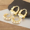 Nidin lumière luxe à la mode fleur/forme ronde perle boucles d'oreilles pour femmes femme 3 Styles choix Chic oreille bijoux cadeau d'anniversaire