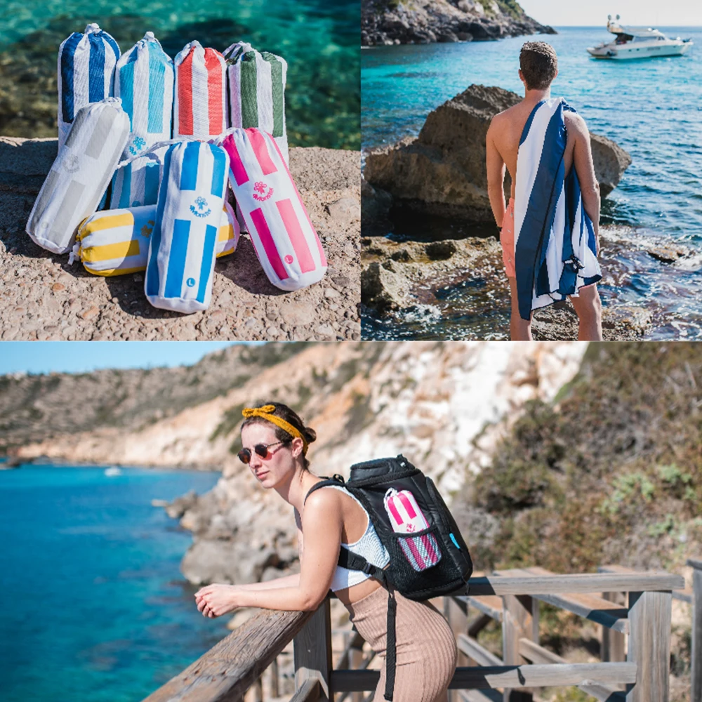 Striped microfiber beach towel with bright colors, super absorbent and soft, fast dry and ultra light, for camping 4