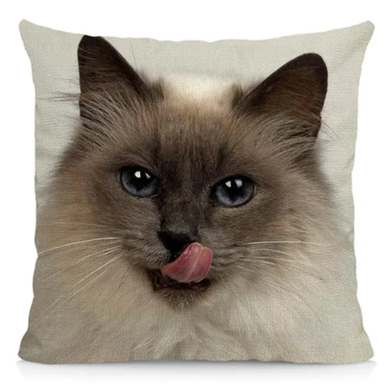 Cute Pet Cat Pattern Cushion Cover Living Room Bedroom Sofa Car Furniture Decorative Pillow Cover 45*45cm