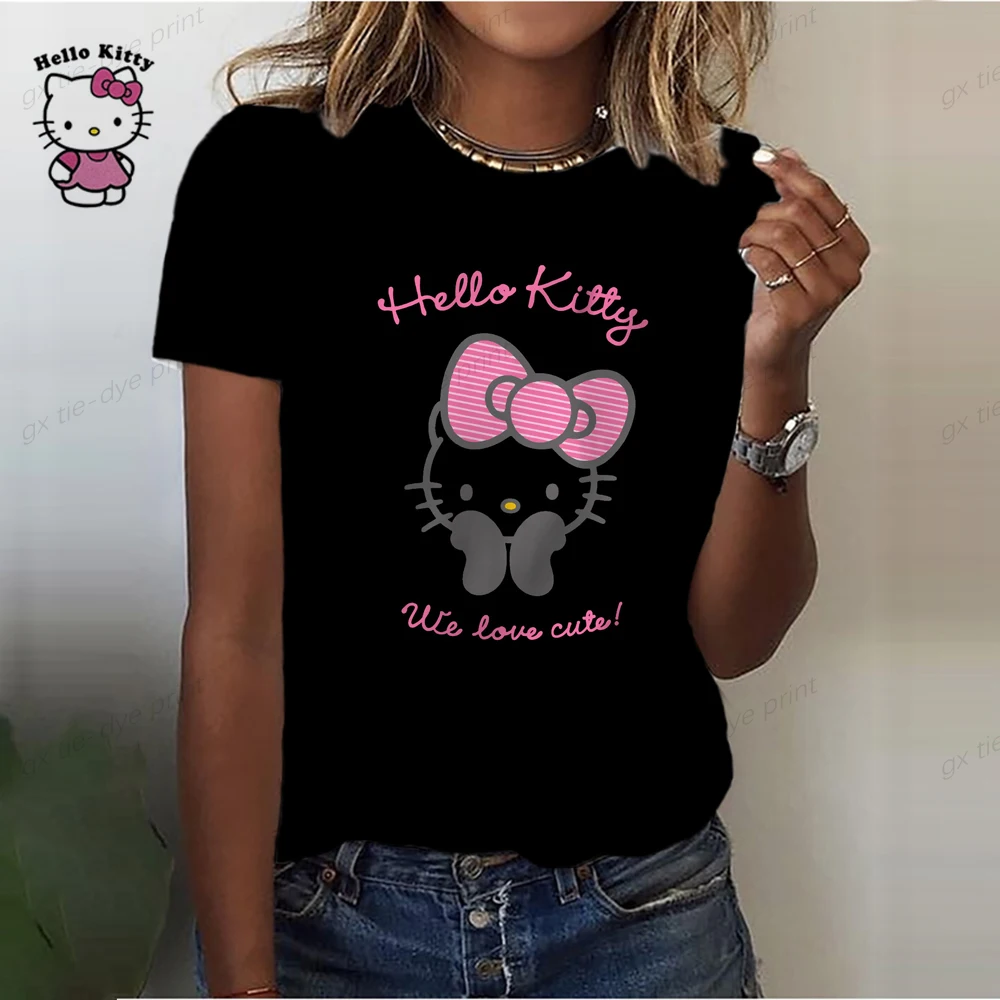 Cartoon Fashion Lovely Hello Kitty 3D Print Women Ladies Girls T Shirt Cartoon fashion lovely hello kitty 3d print women ladies girls t shirt