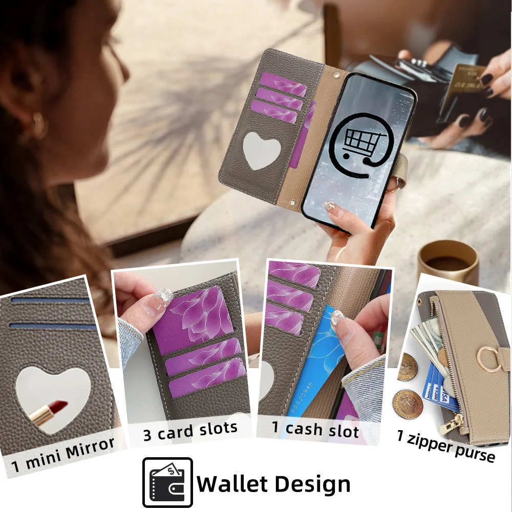 Leather Wallet Phone Case with Magnetic Flip & Lanyard - Ultra Sleek Design