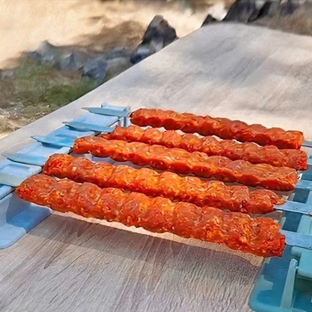 Új Nyárs Kebab Készítő Grill Sztring Box Gép Hús Zöldség Húr Barbecue Konyhai Kiegészítők Bbq Eszköz - Image 2