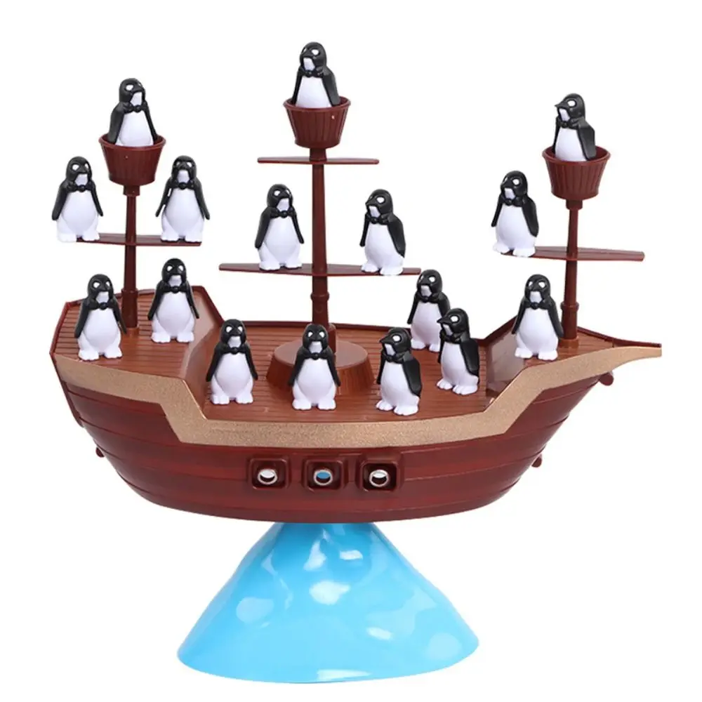 1 set Educational Penguin Pirate Ship Balance Game Interactive Parent-child Pirate Boat Game Toy Plastic Stackable