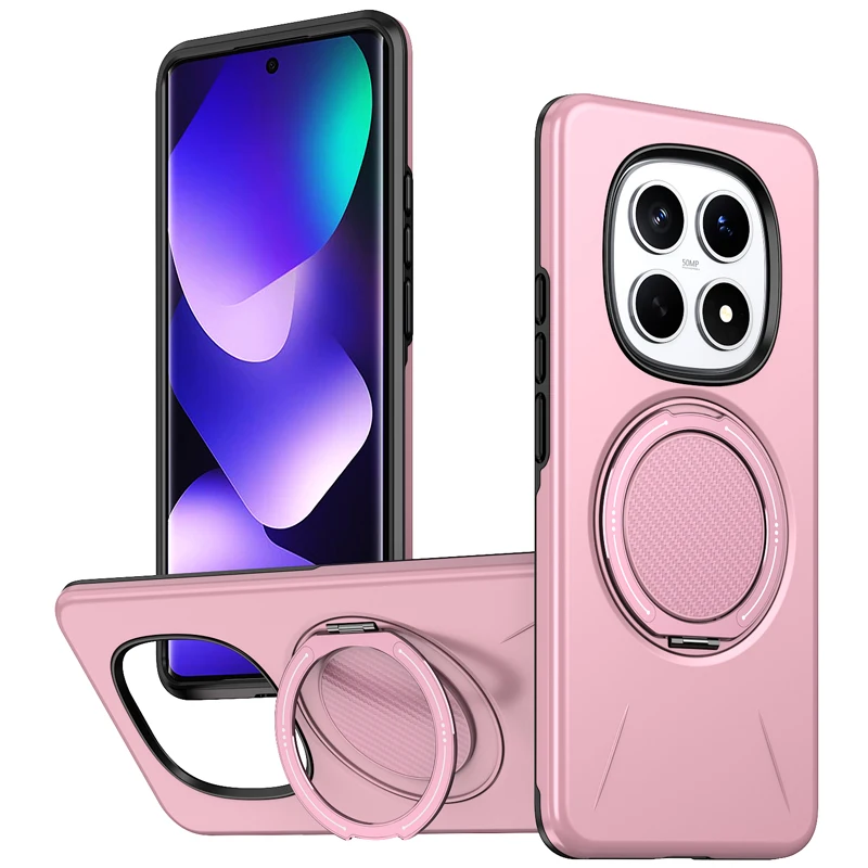 ELVEV Magnetic Shockproof Case with Rotating Ring Bracket - Hard PC + Soft TPU