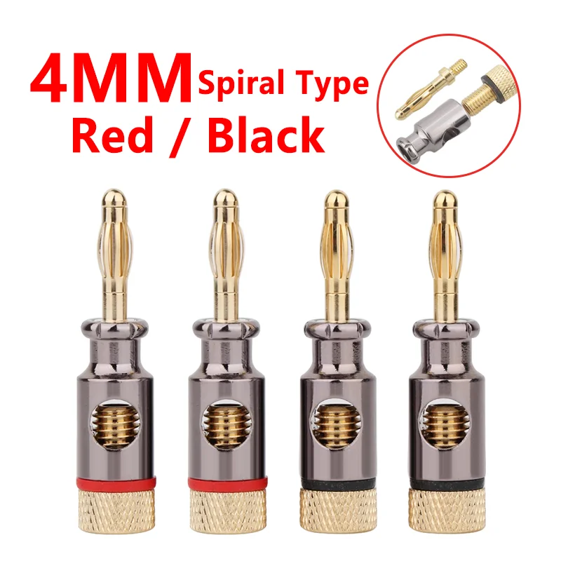 8ชิ้น4มมปลั๊กกล้วยชนิดเกลียวอะแดปเตอร์เชื่อมต่ออิเล็กทรอนิกส์สกรูสเตอริโอลำโพงเสียงทองแดงเทอร์มินัล 1