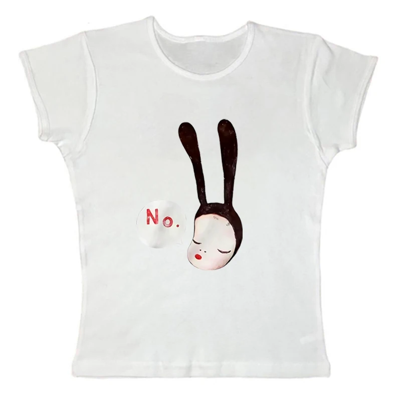 

Y2k Women's sexy Harajuku aesthetic print pattern baby T-shirt Gothic casual short sleeved T-shirt punk street decoration body