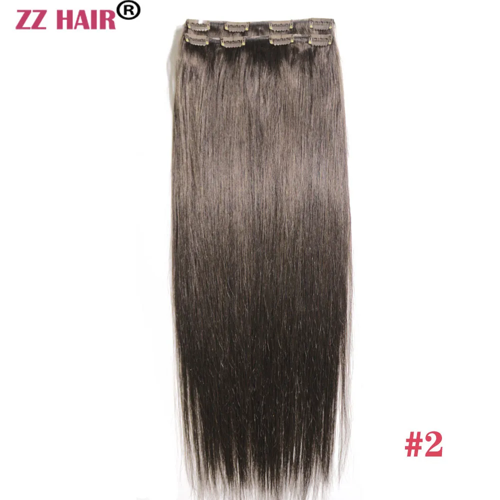 ZZHAIR 100% Human Remy Hair Extensions 16"-26" 2pcs Set 60g 70g Clips-in Two Pieces 1x20cm 1x15cm Natural Straight