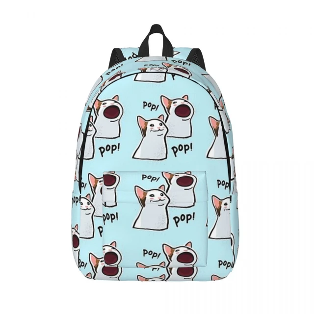 Pop Cat Meme PopCat Popping Cat Woman Small Backpack Bookbag