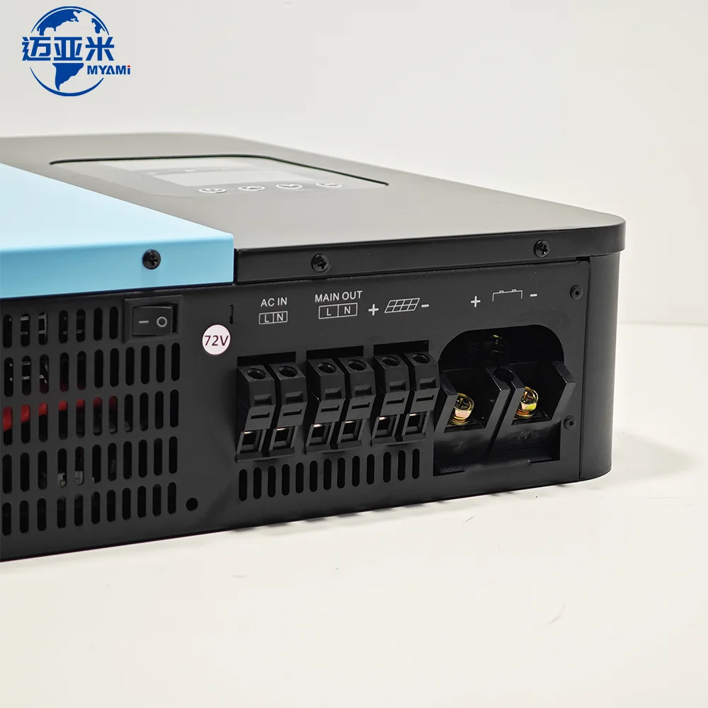 마이아미 3KW 5KW 6KW 하이브리드 태양광 인버터 MPPT 순수 정현파 듀얼 LCD 화면 디스플레이 단상 12V 24V 48V 60V 72V 96V