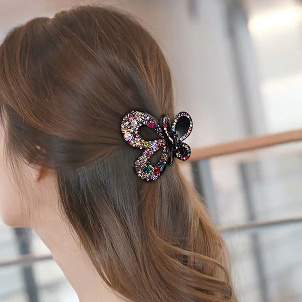 

Luxury Ponytail Fashion Diamond Female Korean Girls Crystal Women Hairpins Bow Clip Headwear Grab Clip