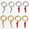 1Pair Stainless Steel korean Girl Red Chili Hot Pepper Fake Piercing Hoop Earrings Lucky Italian Horn Aros Boucle Mujer Jewelry 3