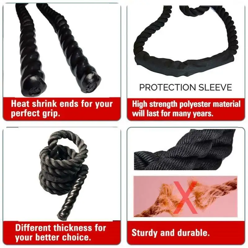 3mx25mm Diameter Fitness Battle Heavy Exercise Training Rope Length Nylon  Dacron Workout Rope for Home Gym Outdoor Cardio Sport