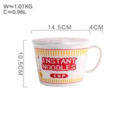 Creative Ceramic Noodle & Soup Bowl with Lid Bento Set (900ML)