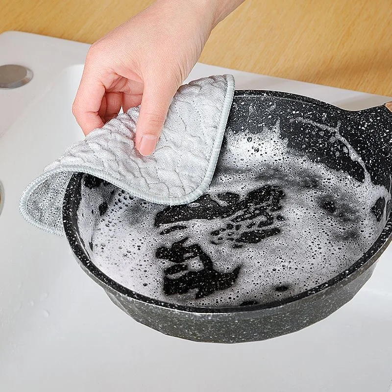 5/3pcs Double-sided Non-stick Oil Dishwashing Cloth Silver Wire Wiping Rags Cleaning Towels Thickened Wipe Cloth Scouring Pad