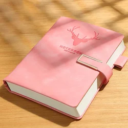 A5 Leather Notebook with Personalized Soft Cover and Bookmark - 200 Pages, Ideal for Business and Meetings (Pink)