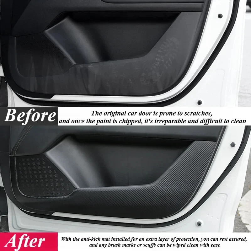 Fit for New Mazda CX-5-Car Carbon Fiber Door Kick Mats Side Protective Mat Cover Anti Shake Styling Accessories