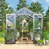 8x12x7.5 FT Polycarbonate Greenhouse Double Swing Doors 4 Vents 5.2FT Added Wall Height, Walk-in Large Aluminum Greenhouse 2