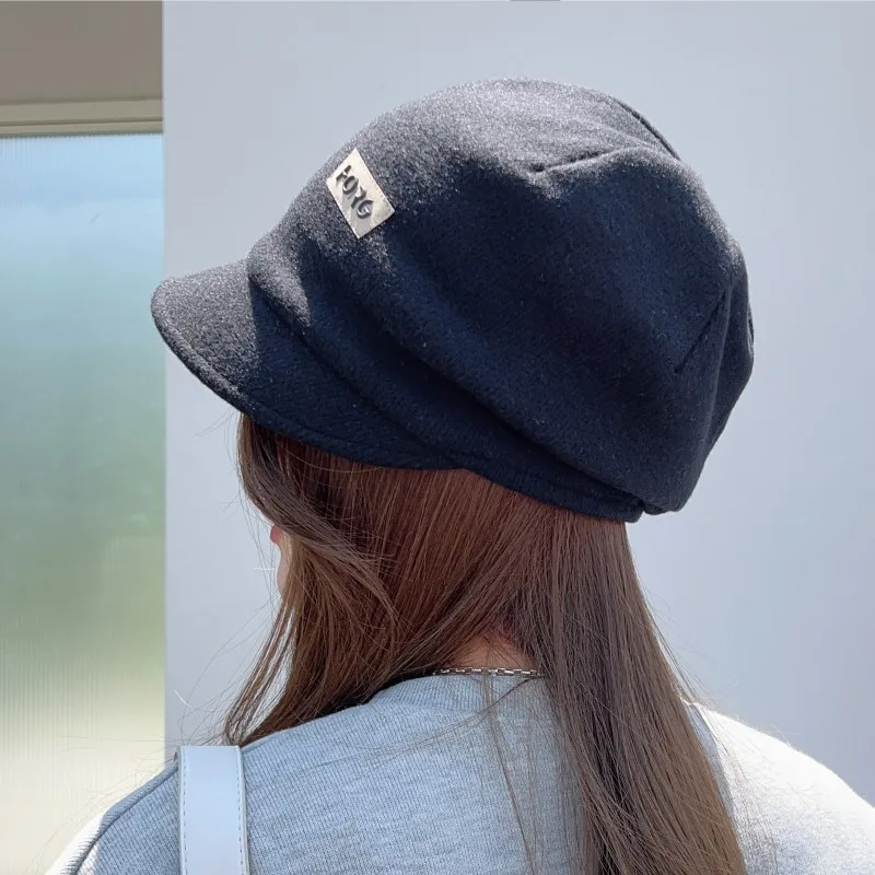Korean Women Slouchy Hat Winter Autumn Warm Thicken Beanie Cap Solid Color Female Baggy Hats Soft Cotton Lady Loose Caps 6