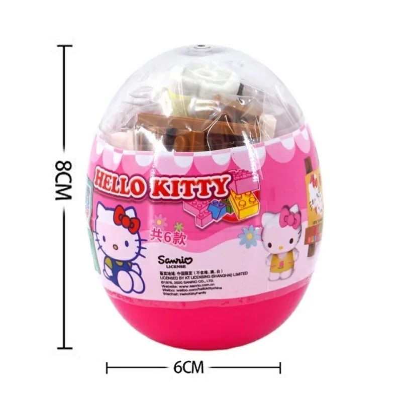 Anime Sanrio Hello Kitty Gacha Building Block Toys Hello Kitty Happy Farm Fun Twist Egg Kids Birthday Christmas Gift