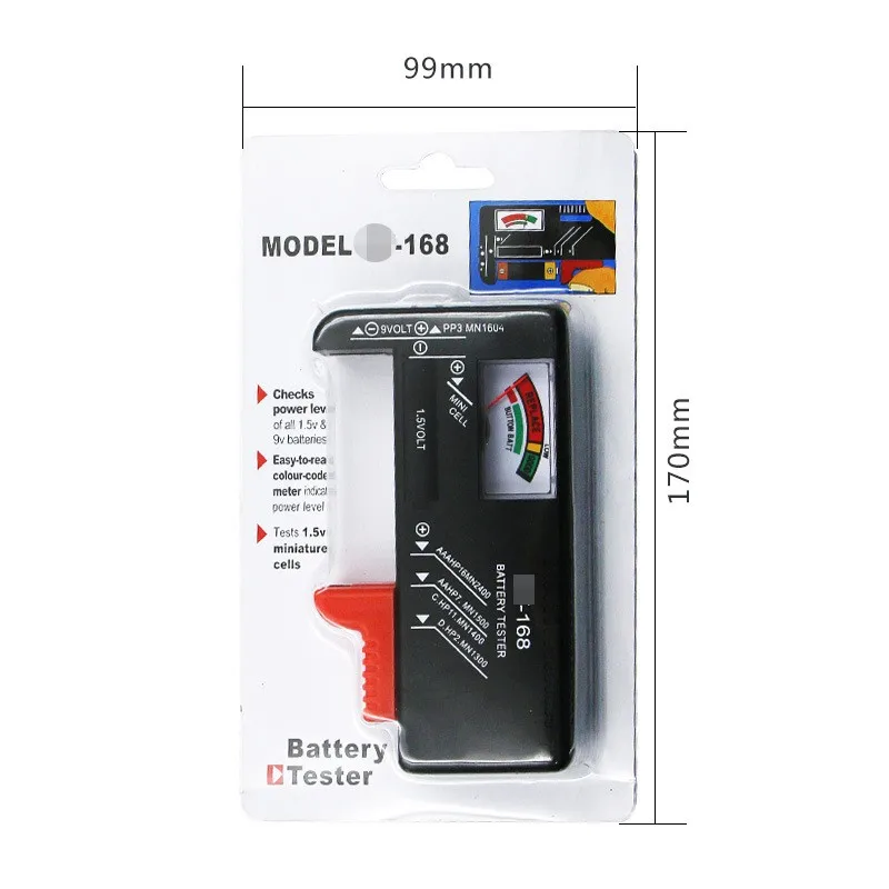 TESTER MISURATORE PER BATTERIE AA AAA C D 9V - 1,5V MISURATORE CAPACITÀ