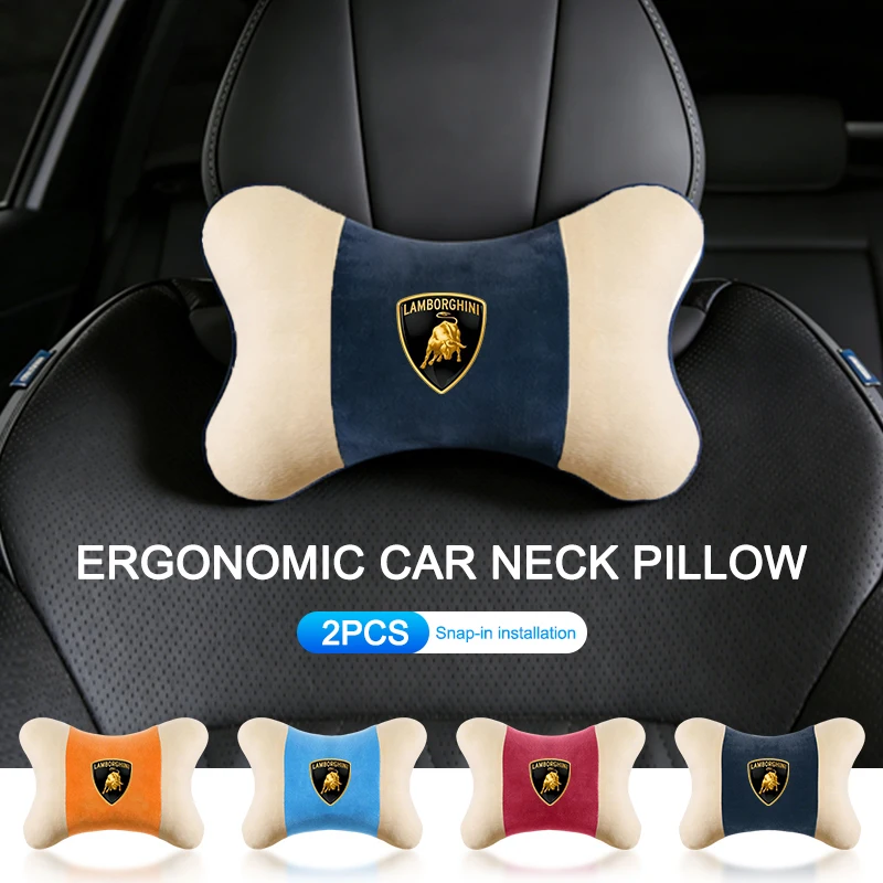 스티커 고급 스웨이드 머리 받침 쿠션 람보르기니 LP570 LP610 Urus LP700 LP770 Gallardo Aventador용 편안한 목 지지대