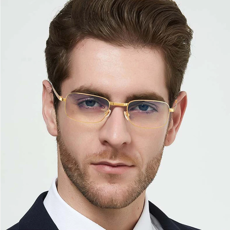 Reading Glasses Anti-Scratch with Case Men Women Glass Lens Alloy Full Frame Presbyopic Magnifying Eyewear Diopter