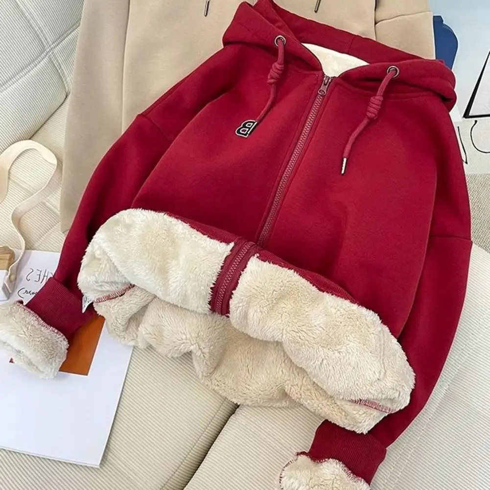 

Warm Winter Hoodie Cozy Unisex Fall Winter Hoodie Coat with Plush Pockets Elastic Cuff for Women Men Soft Warm Zipper Closure
