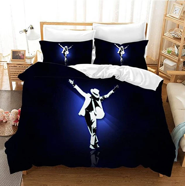 

Twin Full Queen King Size Bedding Set Michael Jackson 3D Printed Duvet Cover Set Comfortable Bed Linens for Young Boys and Girls