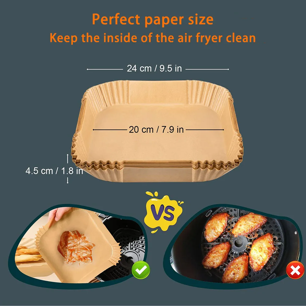 8pcs/set Square Air Fryer Accessories 9 Inch, For Cosori Ninja Phillips  Tower Pot Tefal Etc 5.6-7.5L Deep Basket Airfryer - AliExpress