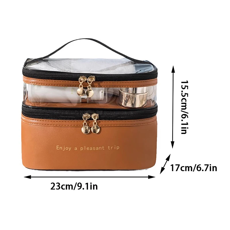 2024 Waterproof PVC Women Cosmetic Bag Portable Traveling Leather Toiletries Big Capacity Travel Makeup Organizer 6
