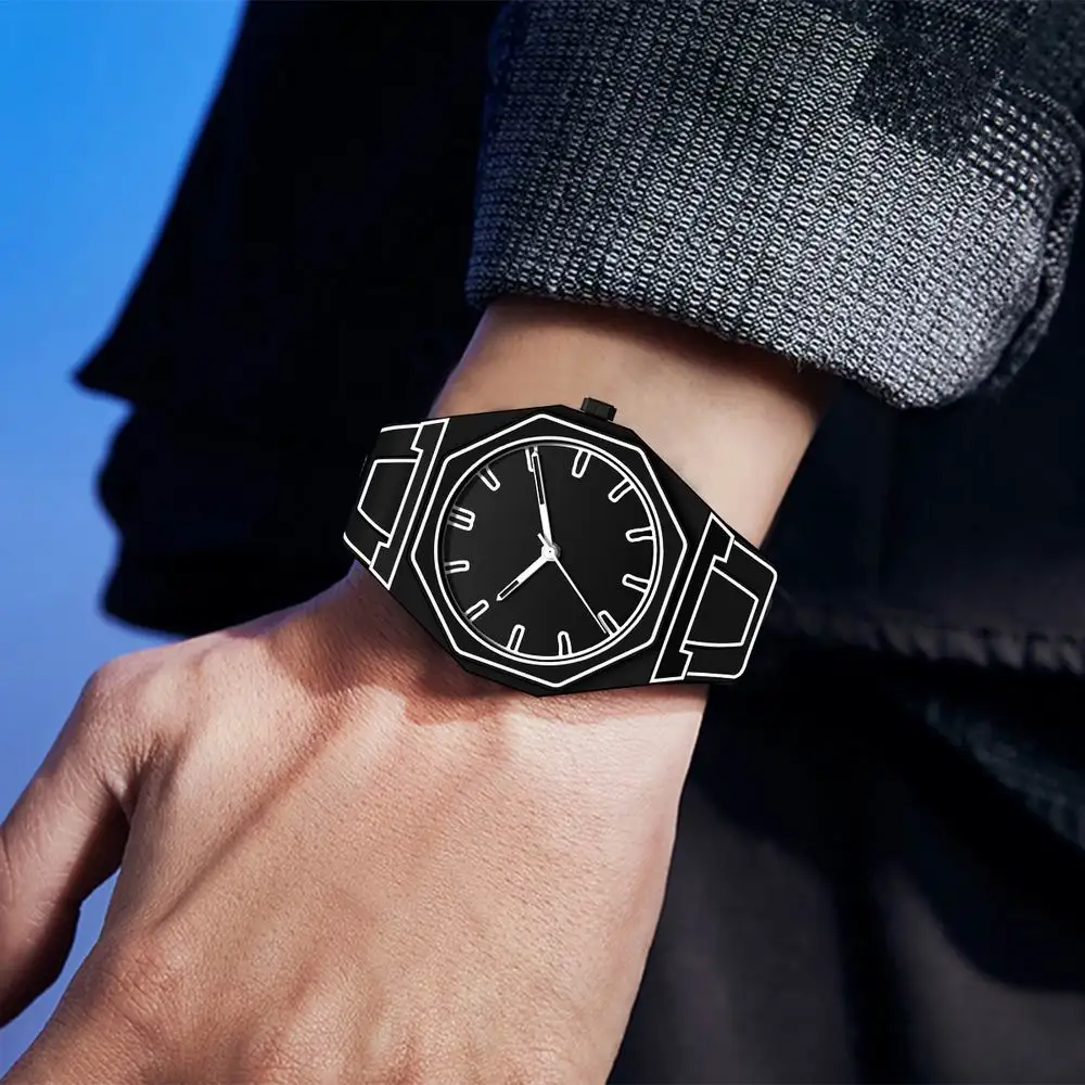 Modern 3D Sketch Art Fashion Leisure Quartz Movement Watch Creative Design Lightweight Waterproof Watch 6