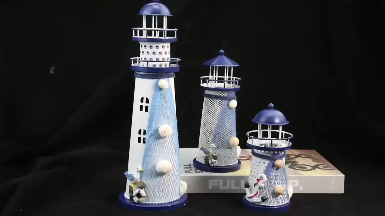 Faro Portacandela Decorativo In MetallO - Decorazione Nautica Per Casa E Feste - Foto 5