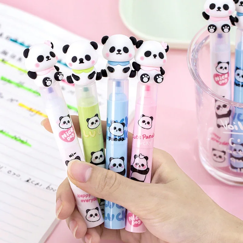 

Creative Panda 3 Colors Highlighters Kawaii Marker Pens DIY Scrapbooking Journal Planner Decoration Drawing Tool School Supplies