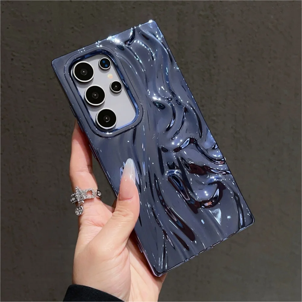 Glossy Plating Phone Case with Matte 3D Wave Design