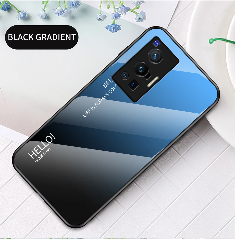 X80 Pro Plus Custodia DECLAREYAO Custodia rigida in vetro per VIVO X70 X60 X50 X30 X27 X23 X20 X9 S Custodia in silicone Ultra sottile Tempere_voghion.com