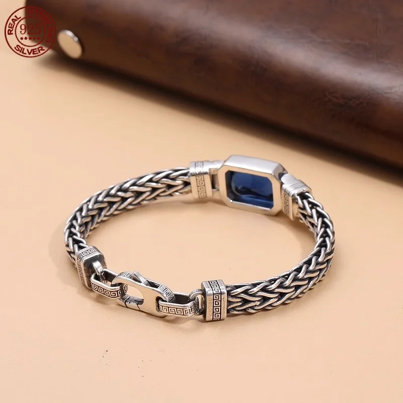 Silver Vintage Blue Crystal Gem Bracelet