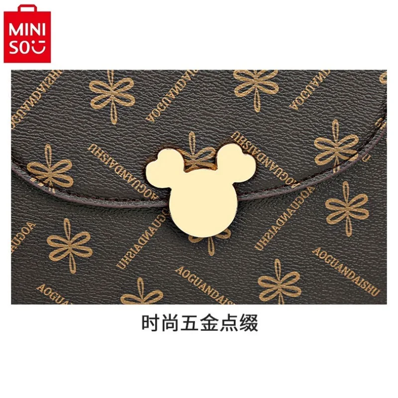 MINISO Disney Retro Classic Mickey Lock Travel Backpack Women's High Quality Large Capacity Casual Multi functional Storage Bag