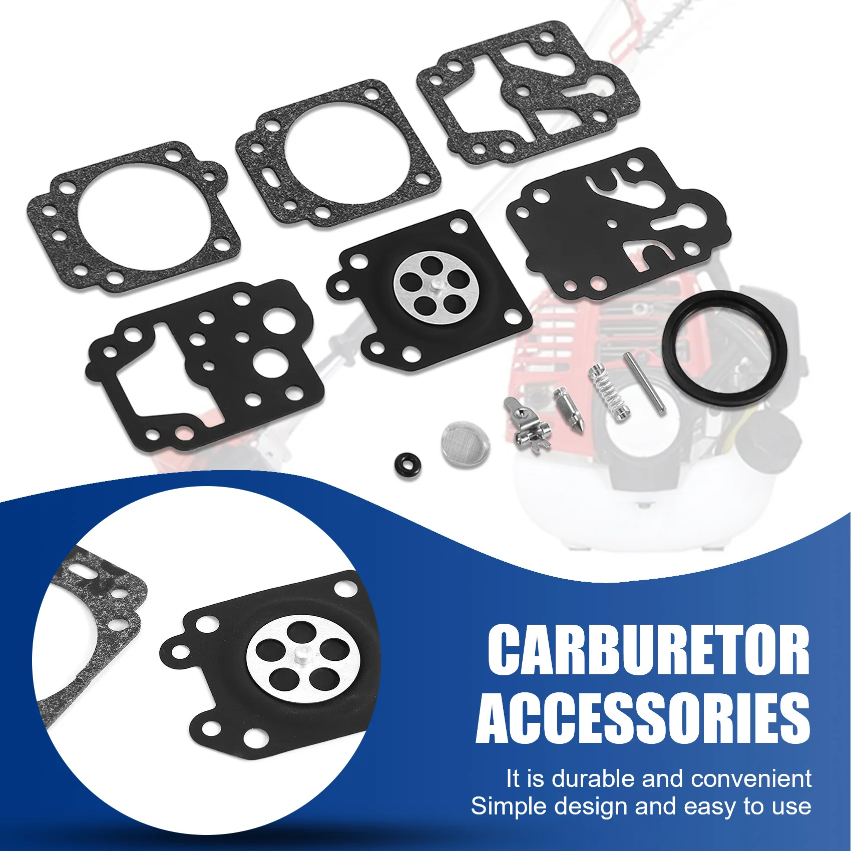Kit Guarnizioni E Ago Per Carburatore – 5 Pezzi Di Ricambio Per Riparazione K20-WYJ Trimmer - 3