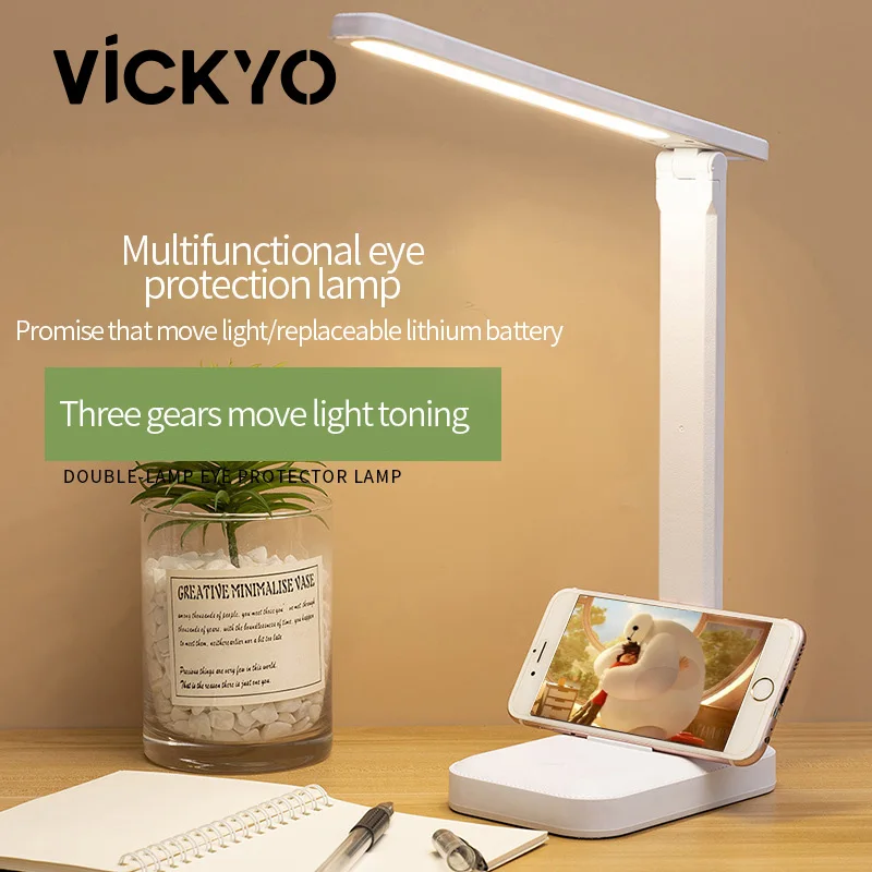 

VICKYO LED Night Lights Recharging Dimmable Rotatable Desk Lamp For Study Office Work Reading Led Table Lamps With Touch Switch