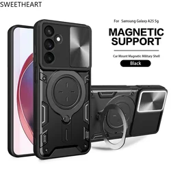 Armor Magnetic Metal Ring Rotation Case with Incoming Call Flashing Alert - SAM A25 Global (Black)