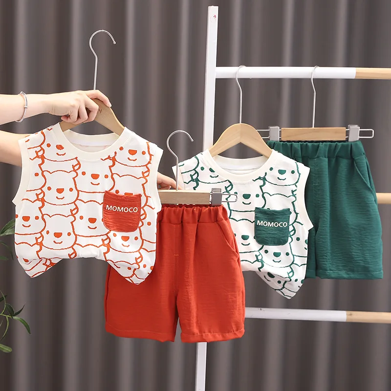 

Boys Clothes Sets Summer 2024 Children Cotton Vest T-shirts Shorts 2pcs Sports Suit For Baby Tracksuits Kids Jogging Outfits 5Y