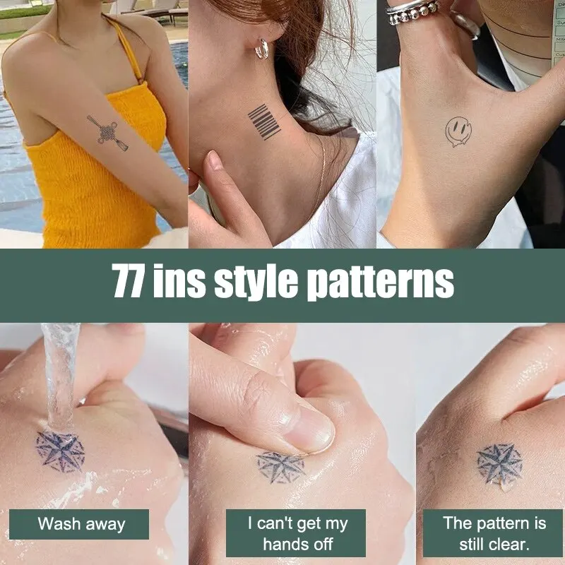 Tattoo Sticker 77 With Fresh Herbal Juice Non Reflective Semi Permanent Waterproof